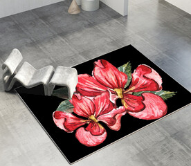 时尚花卉轻奢客厅卧室地毯地垫