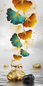 装饰画 晶瓷画 石头麋鹿