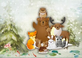 卡通熊松鼠儿童房背景