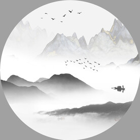 圆形山水画