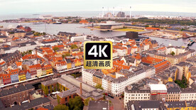 航拍西欧海湾小镇美景