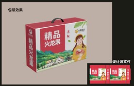 水果火龙果包装效果图+平面图 