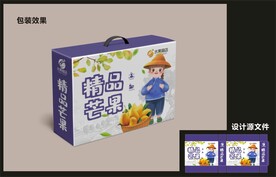 水果芒果包装效果图+平面图 