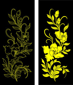 牡丹花竖幅图案