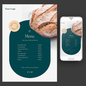 手感麦麸面包西点餐单海报