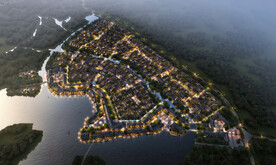 中式旅游度假古镇鸟瞰图