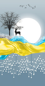 晶瓷画 抽象画 麋鹿