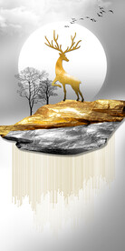 晶瓷画 抽象画 麋鹿