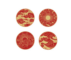 古典日月图案纹样