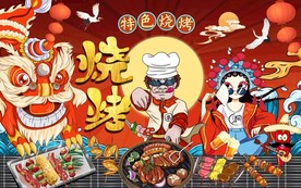 国潮烧烤工装夜宵店图片