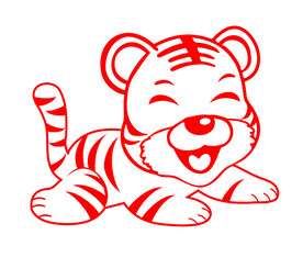 虎年剪纸卡通老虎剪纸