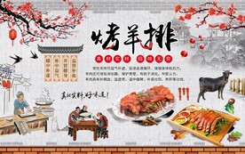 烤羊排背景墙图片