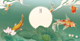 鱼 锦鲤 荷花 