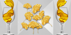 晶瓷画 抽象画 杏叶