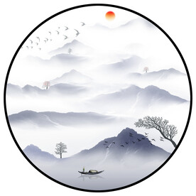 新式水墨意境山水画