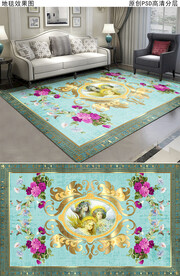 欧式复古花纹地毯