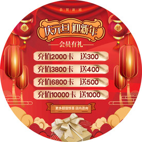红色圆形地贴 庆元旦迎新年