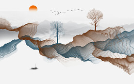 水墨山水背景墙