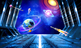 科幻太空宇航员背景墙