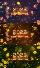 2022金色雪花礼花新年视频