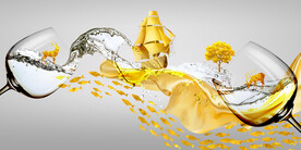 晶瓷画 高足酒杯