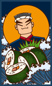 手绘卡通日式料理寿司插画设计