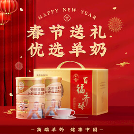 红色国潮新年送礼年货节主图模板