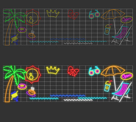 矢量线稿招牌装饰 霓虹灯网红墙