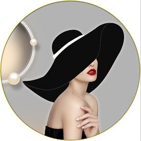 晶瓷画抽象画光影画黑色帽子美女