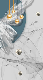 晶瓷画线条抽象画玄关羽毛