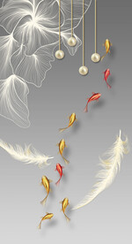 晶瓷画线条抽象画玄关羽毛