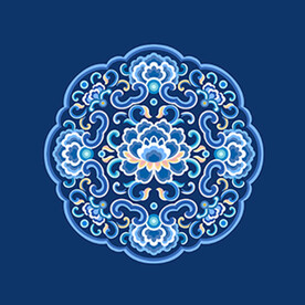 彩色藤蔓圆形窗花纹样