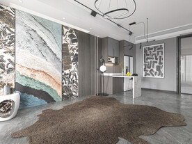 现代极简轻奢客厅空场景