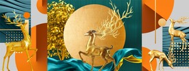 麋鹿三联画