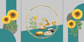 晶瓷画向日葵几何抽象图麋鹿