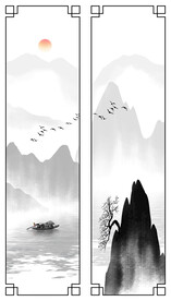 高清分层透明底推拉门打印图