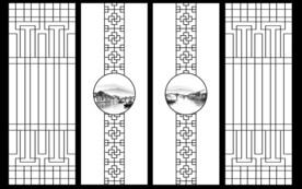 高清分层透明底推拉门打印图