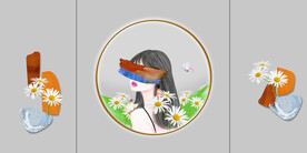 晶瓷画菊花美女