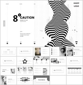 黑白抽象简约ppt模板