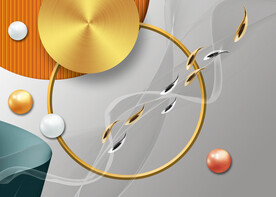 晶瓷画圆形抽象画鱼