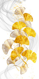 瓷晶画线条抽象画麋鹿杏叶