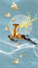 瓷晶画线条抽象画麋鹿