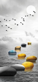 瓷晶画海边石头