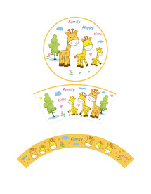 卡通长颈鹿陶瓷儿童餐具设计花纸