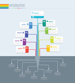 商务PPT树状图方形照片墙图表
