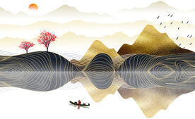 中式山水电视画背景墙