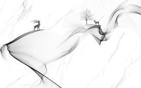 晶瓷画水墨线条抽象画大理石纹