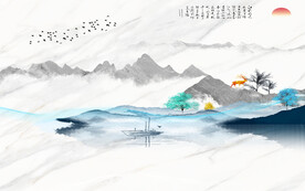 晶瓷画水墨山水画