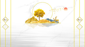 晶瓷画山水画新中式背景墙