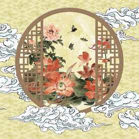 中式祥云窗格大花